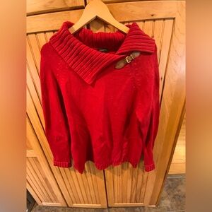 Talbots Red Cowl Neck Sweater with Buckle